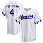 Texas Rangers #4 Joc Pederson White CONTON Home Replica Jersey