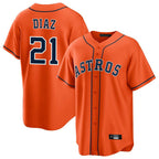 Houston Astros #21 Yainer Diaz Player Orange CONTON Home Game Stitched Jerseys