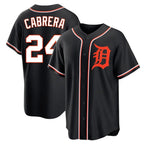 Detroit Tigers #24 Miguel Cabrera Player Black CONTON Fashion Out Home Game Stitched Jerseys
