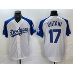 Los Angeles Dodgers #17 Shohei Ohtani White Blue CONTON Fashion Stitched Cool Base Limited Jerseys