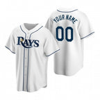 Custom Tampa Bay Rays White CONTON Stitched Cool Base Home Jersey