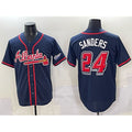 Atlanta Braves #24 Deion Sanders Navy CONTON 2025 Speedway Classic Alternate Stitched Jersey