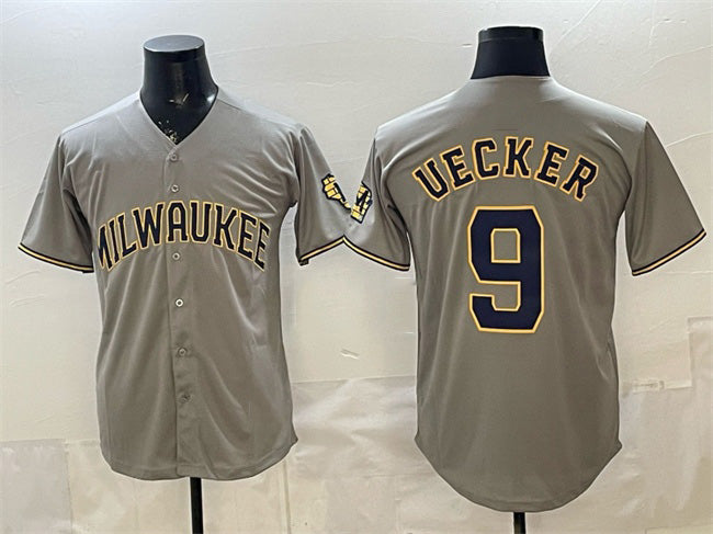 Milwaukee Brewers #9 Bob Uecker Grey CONTON Home Limited Stitched Jersey