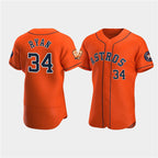 Houston Astros #34 Nolan Ryan Orange CONTON 60th Anniversary Flex Base Stitched Jersey