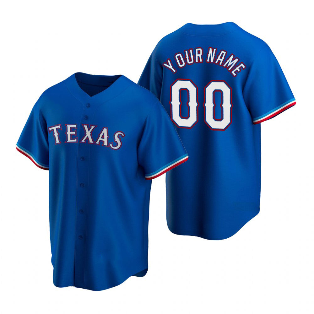 Custom Texas Rangers Royal CONTON Stitched Cool Base Jersey