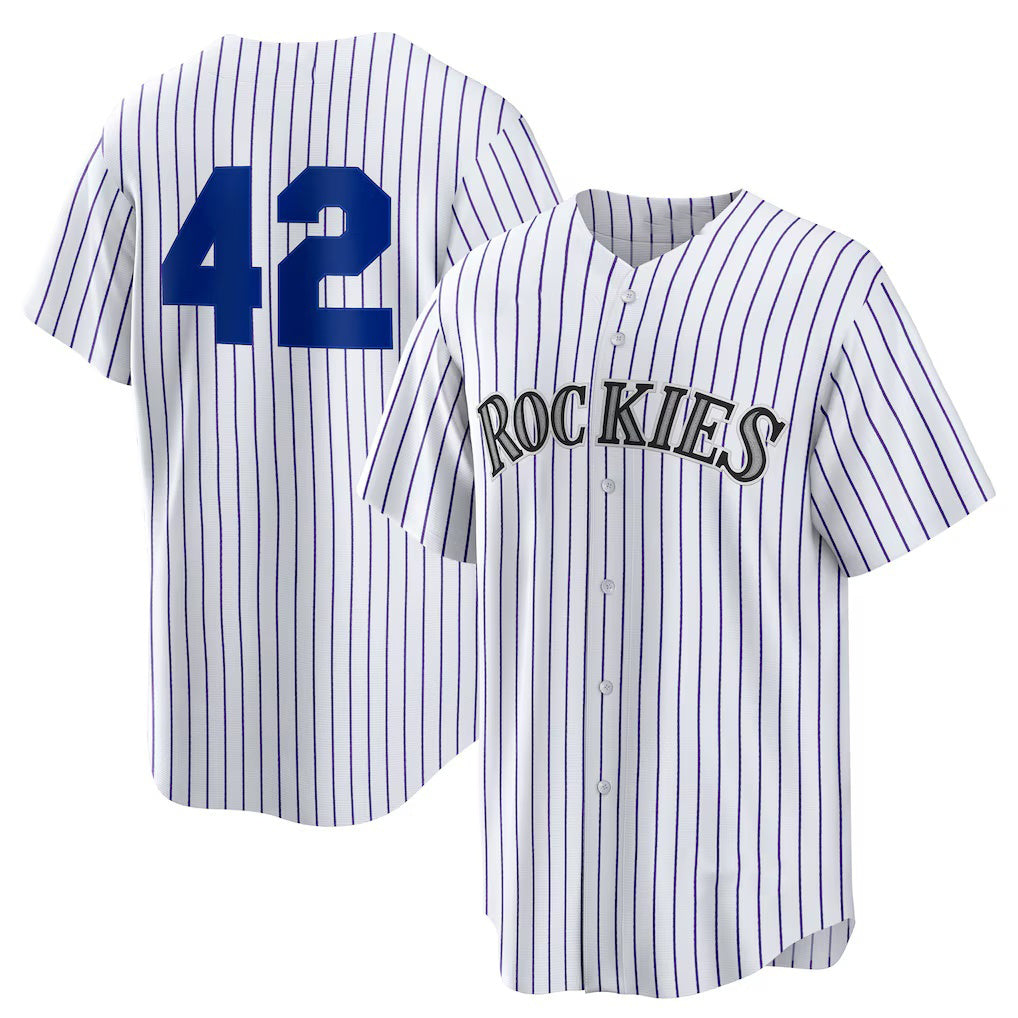 Colorado Rockies #42 Jackie Robinson White CONTON Home 2025 Day Replica Jersey