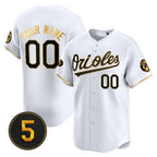 Custom Baltimore Orioles Robinson Patch Vapor Premier Limited Jersey ¨C White Gold CONTON