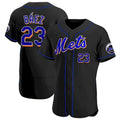 New York Mets #23 Javier Baez Black CONTON Anthentic Jersey