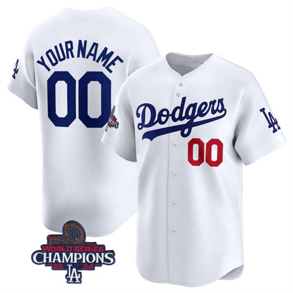 Custom Los Angeles Dodgers ACTIVE PLAYER White CONTON 2024 World Series Champions Home Limited Stitched Jersey