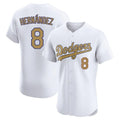 Los Angeles Dodgers #8 Enrique Hern¨¢ndez Player White Gold CONTON Limited Elite Home Stitched Jerseys
