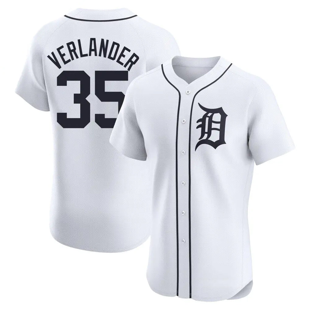 Detroit Tigers #35 Justin Verlander Player White CONTON Limited Elite Home Stitched Jerseys