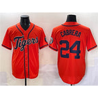 Detroit Tigers #24 Miguel Cabrera Orange CONTON With Patch Cool Base Stitched Jersey
