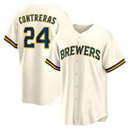 Milwaukee Brewers #24 William Contreras Cream CONTON Home Replica Jersey