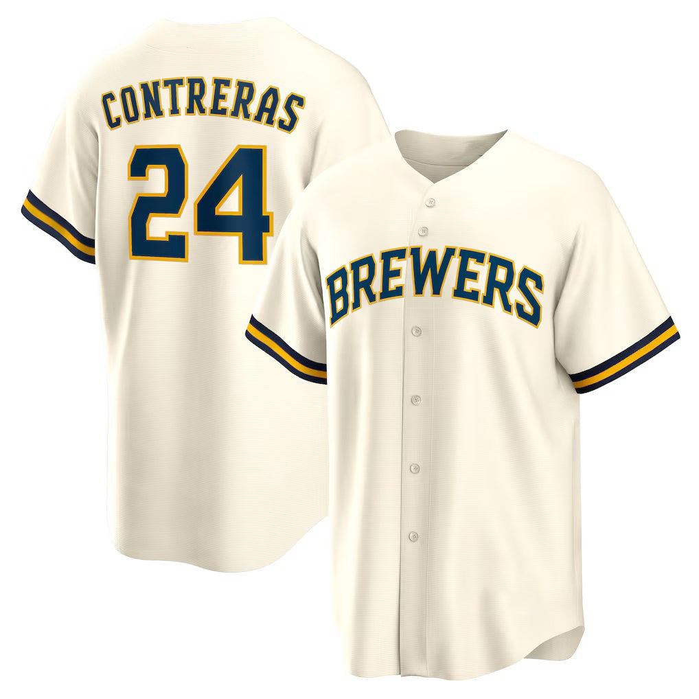 Milwaukee Brewers #24 William Contreras Cream CONTON Home Replica Jersey
