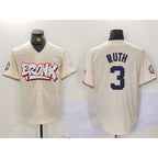 New York Yankees #3 Babe Ruth Cream CONTON Limited Stitched Jersey 2