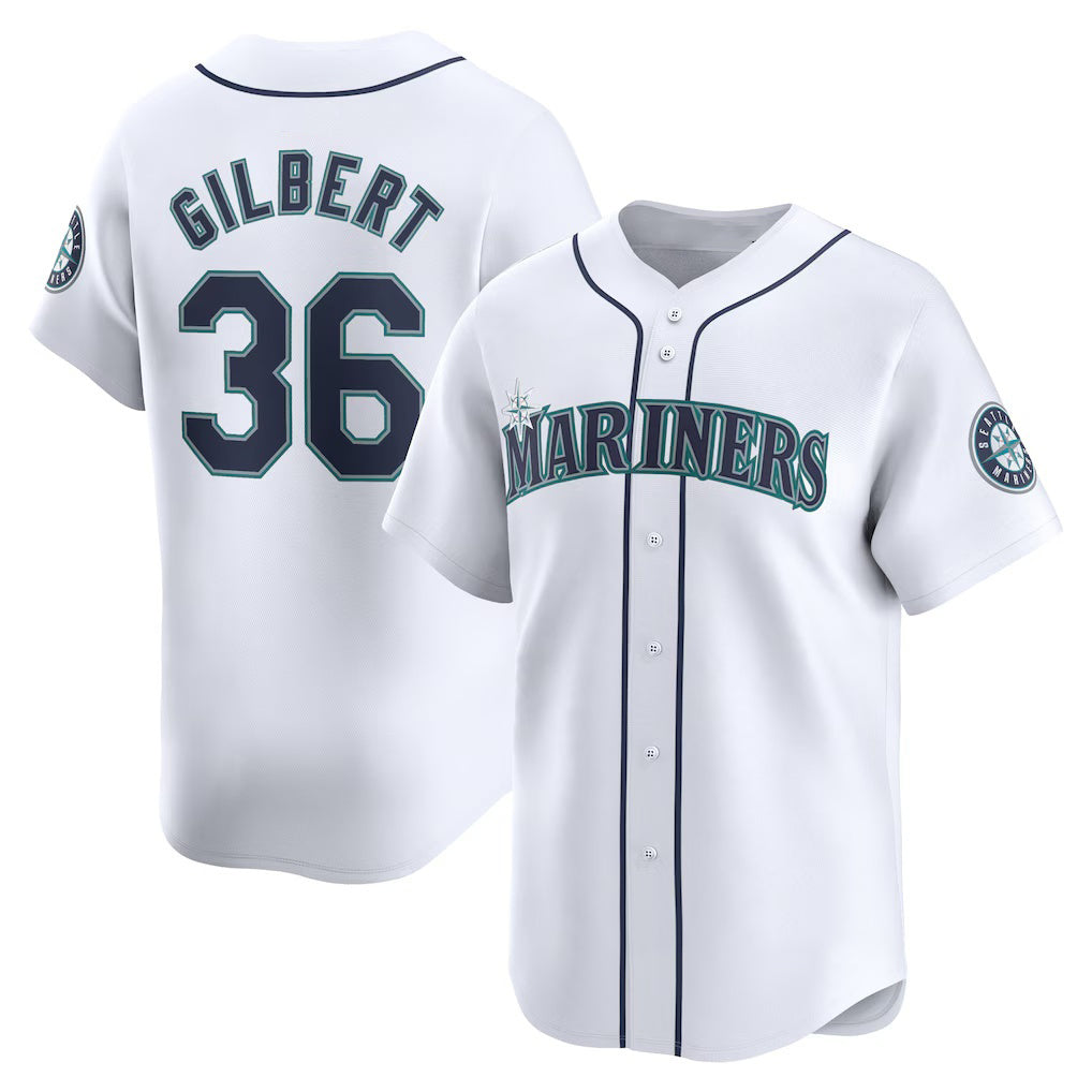 Seattle Mariners #36 Logan Gilbert White CONTON Home Limited Player Jersey