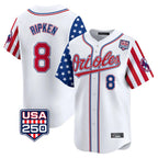 Baltimore Orioles #8 Cal Ripken Player White CONTON USA 250 Independence Day Vapor Premier Home Game Stitched Jerseys
