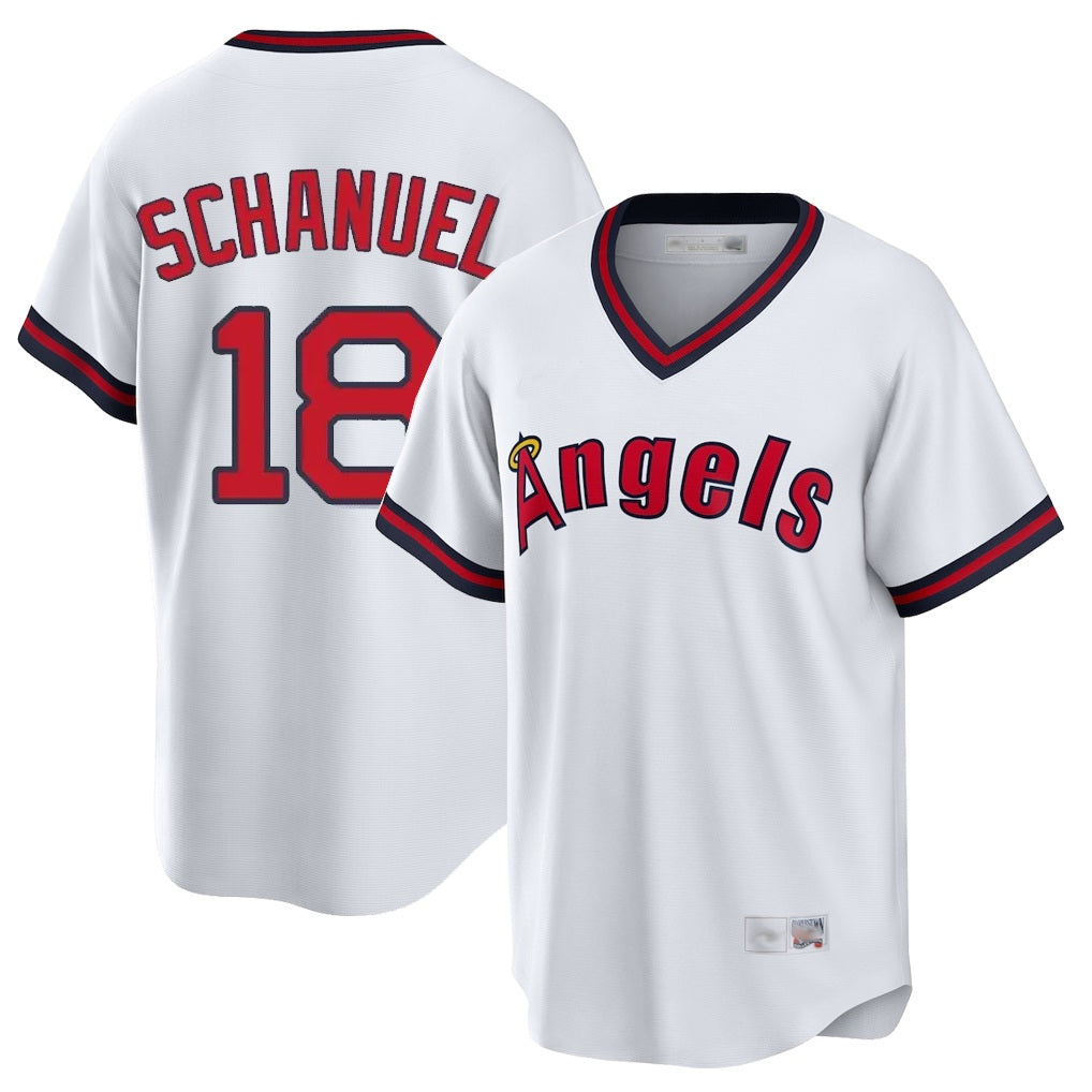 Los Angeles Angels #18 Nolan Schanuel Player White CONTON T-shirt Home Game Stitched Jerseys