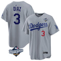 Los Angeles Dodgers #3 Edwin D¨ªaz Player Gray CONTON World Series Game Home Stitched Jerseys