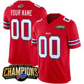 Custom B.Bills Active Player Red CONTON 2023 F.U.S.E. AFC East Champions Ptach Stitched Jersey