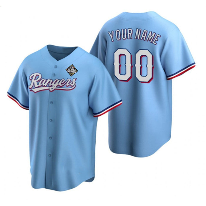 Custom Texas Rangers Active Player Blue CONTON 2023 World Series Stitched Jersey