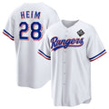 Texas Rangers #28 Jonah Heim 2023 White CONTON World Series Stitched Jersey