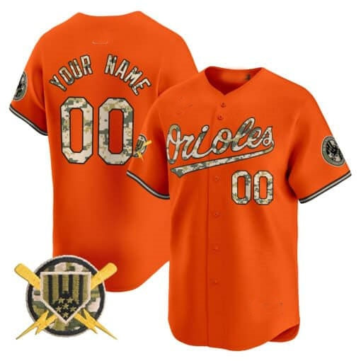 Custom Baltimore Orioles Armed Forces Day Vapor Premier Limited Jersey ¨C Orange CONTON
