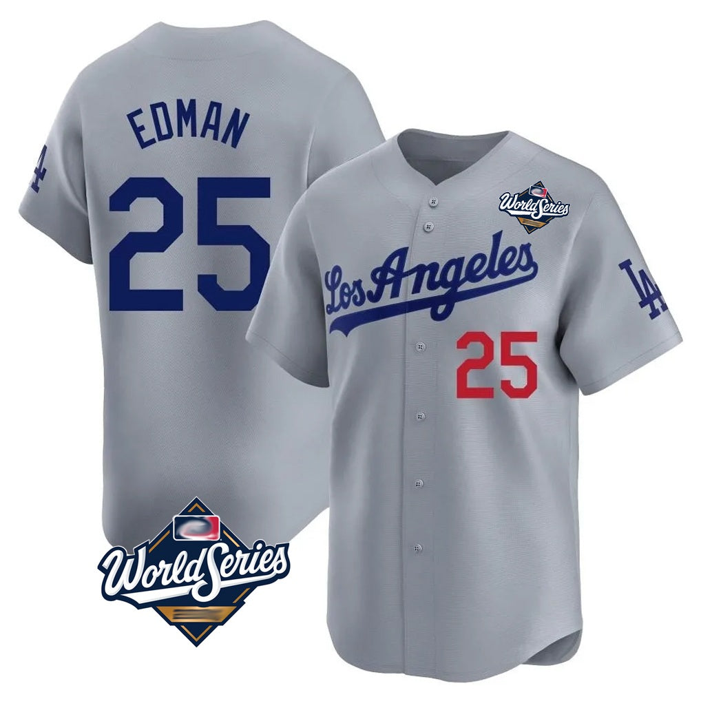 Los Angeles Dodgers #25 Tommy Edman Player Gray CONTON World Series Limited Home Stitched Jerseys