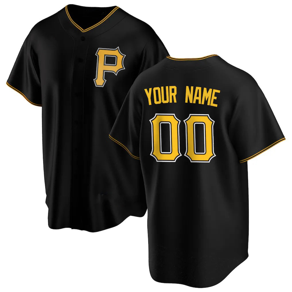 Custom Pittsburgh Pirates Black CONTON Alternate Replica Jersey