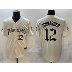 Philadelphia Phillies #12 Kyle Schwarber Cream CONTON Gothic Vapor Limited Stitched Jersey