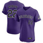 Colorado Rockies #22 Mickey Moniak Player Purple CONTON Limited Elite Home Stitched Jerseys