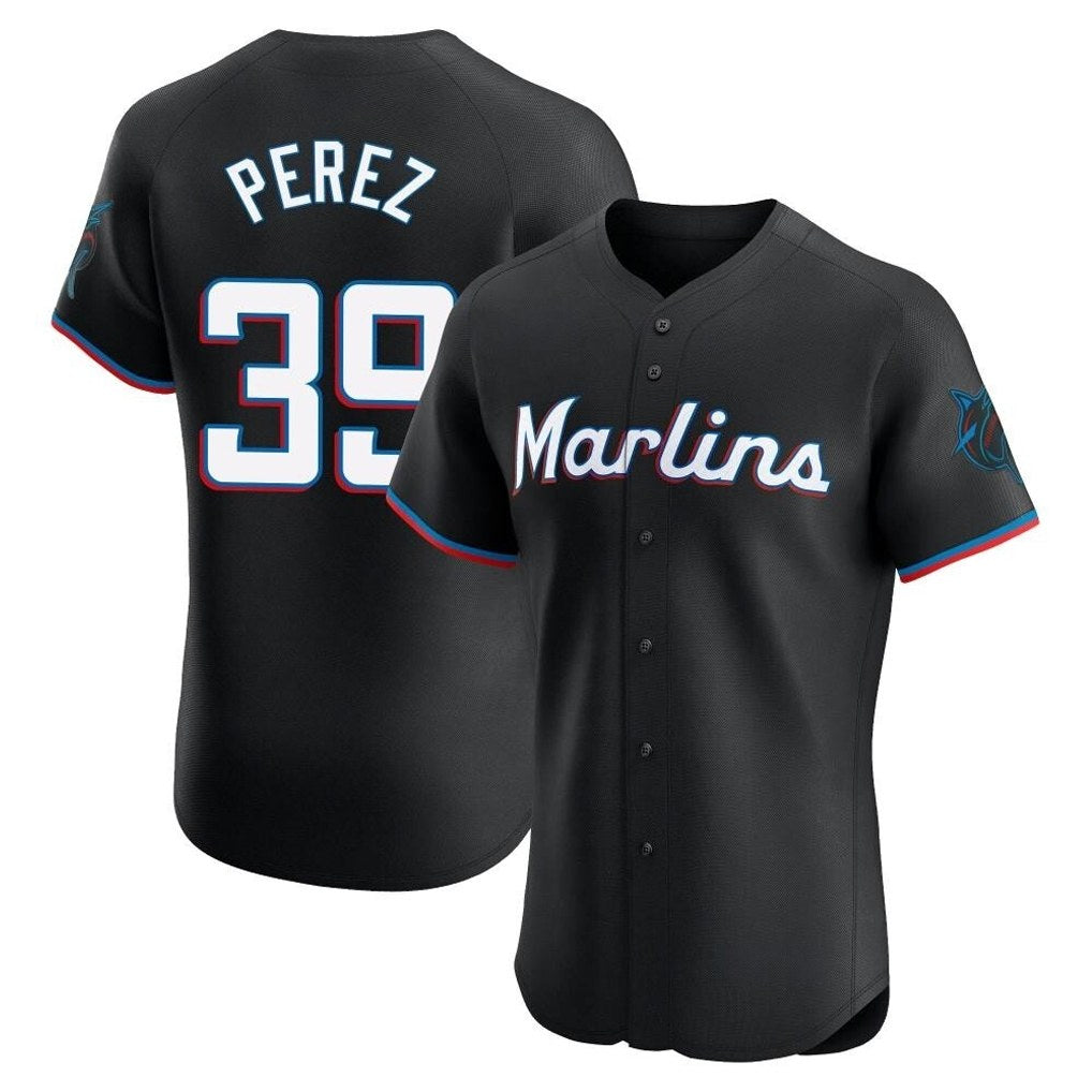 Miami Marlins #39 Eury Perez Player Black CONTON Vapor Home Limited Elite Stitched Jerseys