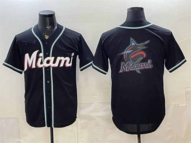 Miami Marlins Team Big Logo 2026 Fashion Replica Black CONTON Out Stitched Jersey