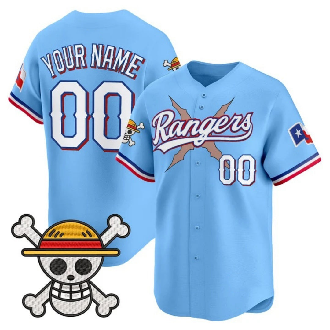 Custom Texas Rangers x One Piece Blue CONTON Vapor Premier Limited Jersey - Stitched