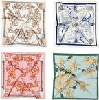 4PCS Head Scarf for Women 35” Silk Feel Hair Scarf | Satin Neck Scarfs, Square Bandana Hair Wraps, Head Scarves for Sleeping, Travel, Hair Protection, Daily Wear