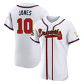 Atlanta Braves #10 Chipper Jones Player White Gold CONTON Limited Elite Home Game Stitched Jerseys