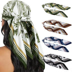 4PCS Head Scarf for Women 35” Silk Feel Hair Scarf | Satin Neck Scarfs, Square Bandana Hair Wraps, Head Scarves for Sleeping, Travel, Hair Protection, Daily Wear