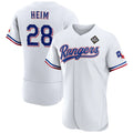 Texas Rangers #28 Jonah Heim White CONTON 2023 World Series Flex Base Stitched Jersey