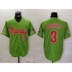 Philadelphia Phillies #3 Bryce Harper Number Green CONTON With Patch Stitched Cool Base Jersey