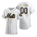 Custom New York Mets White CONTON Stitched Flex Base Golden Edition Jersey