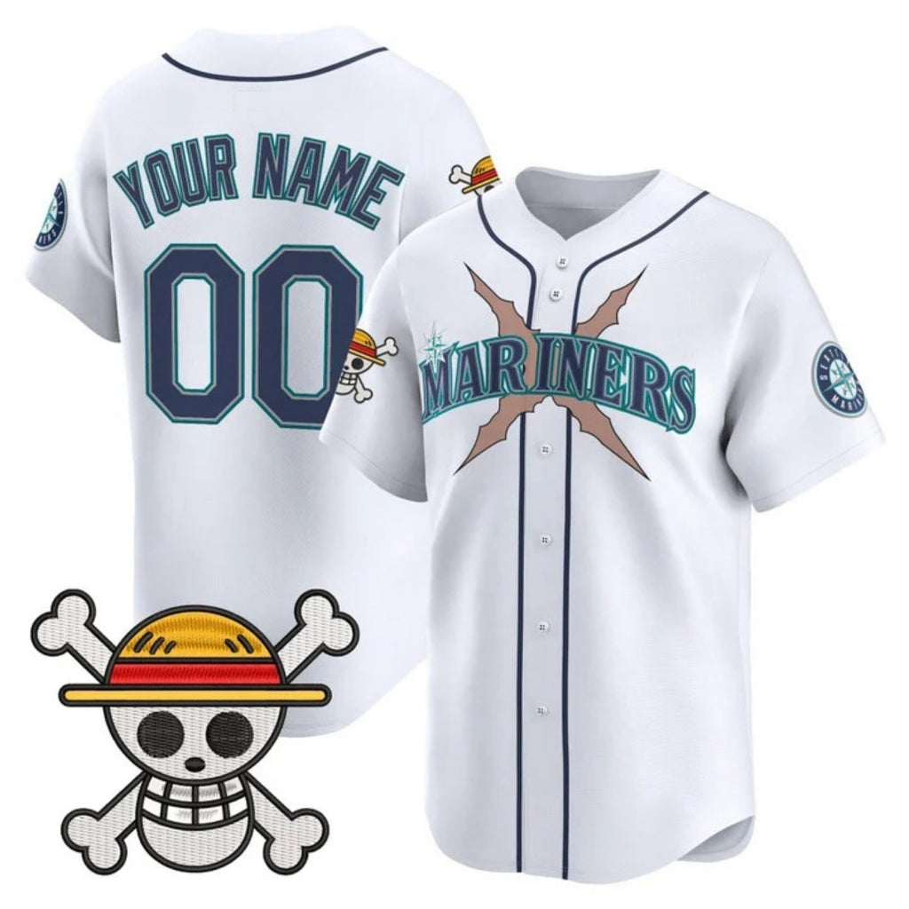 Custom Seattle Mariners x One Piece White CONTON Vapor Premier Limited Jersey - Stitched