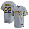 Milwaukee Brewers #22 Christian Yelich Player Gray CONTON Home Limited Stitched Jerseys