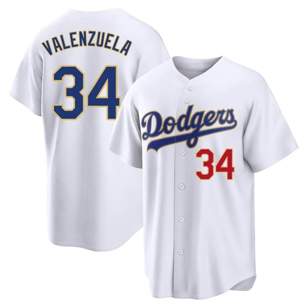 Los Angeles Dodgers #34 Fernando Valenzuela Player Gold White CONTON 2026 Collection Stadium Limited Stitched Jerseys