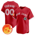 Custom Toronto Blue Jays x Dragon Ball Red CONTON Vapor Premier Limited Jersey - All Stitched