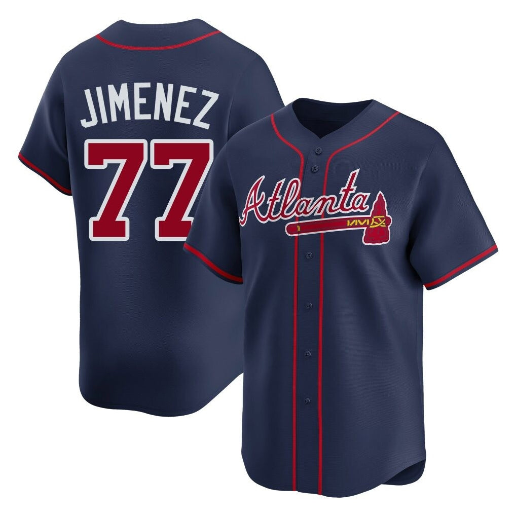 Atlanta Braves #77 Joe Jimenez Player Navy CONTON Limited Home Game Stitched Jerseys