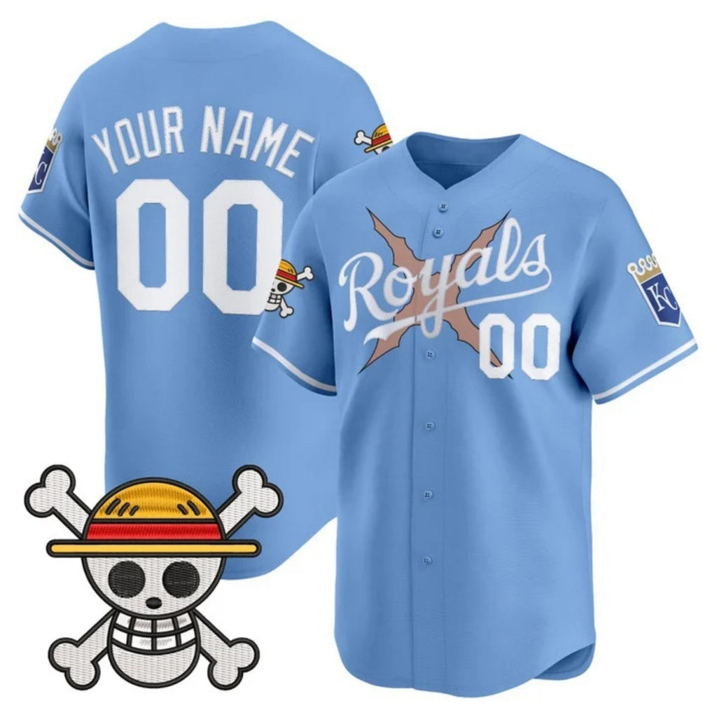 Custom Kansas City Royals x One Piece Blue CONTON Vapor Premier Limited Jersey - Stitched