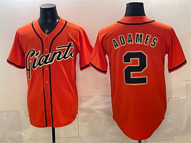 San Francisco Giants #2 Willy Adames Orange CONTON Cool Base Stitched Jersey