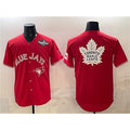 Toronto Blue Jays & Leafs Red CONTON 2025 World Series With White Leafs Logo Cool Base Stitched Jersey