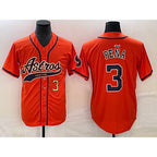Houston Astros #3 Jeremy Pena Number Orange CONTON With Patch Cool Base Stitched Jersey