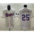 Texas Rangers #25 Jose Leclerc White CONTON 2024 Gold Collection Limited Cool Base Jersey